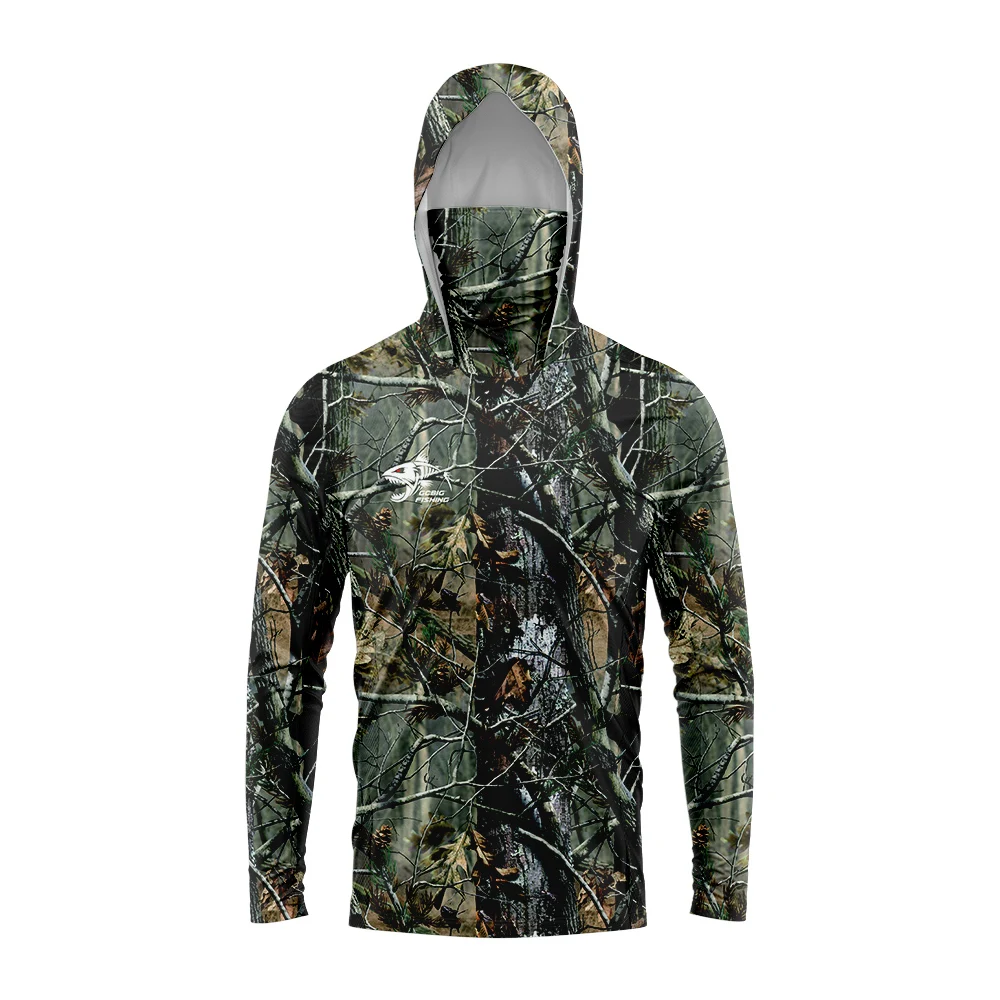 Fishing Mask Sun Protection - Męska bluza z kapturem w kamuflażu,