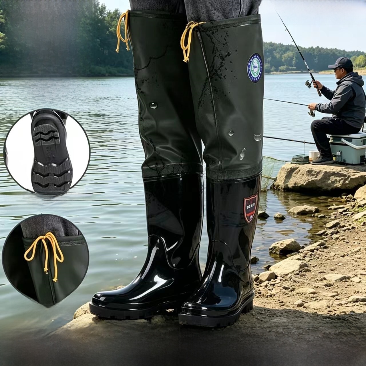 Fishing Rain Suit - Grube kalosze za kolano męskie, wysokie