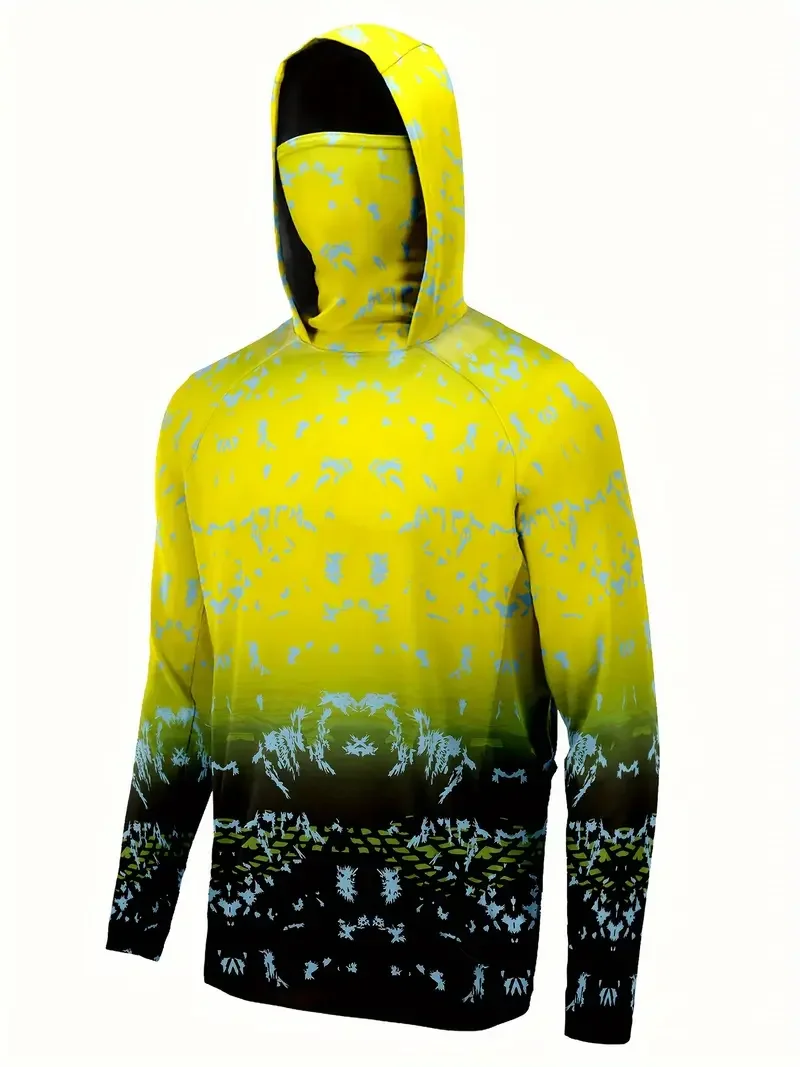 Fishing Mask Sun Protection - Koszulka wędkarska z kapturem, męska odzież